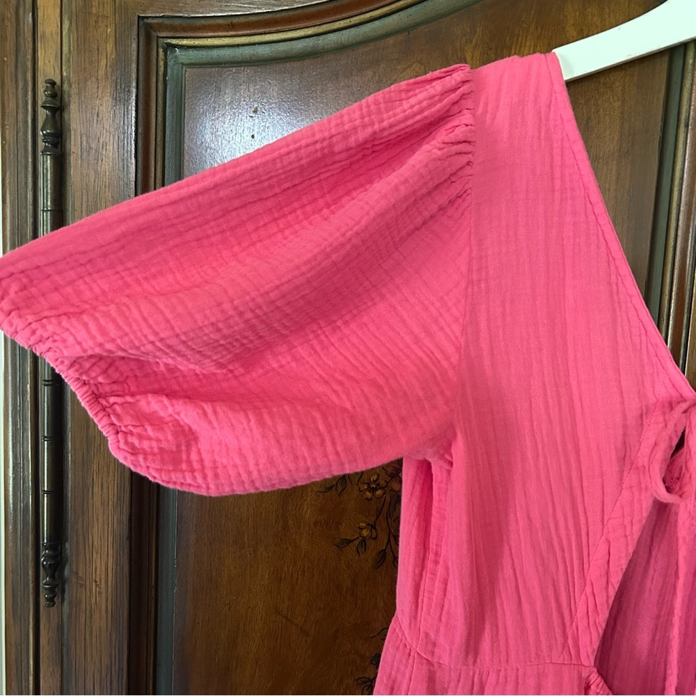 XiRENA~ Pink Nissa Cotton Gauze Tiered Puff Sleeve Mini Dress in size Medium - Picture 9 of 16